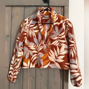 Billabong Tropical Leaf Print Fleece Half-zip Pullover, Copper & Pastels Size XS
